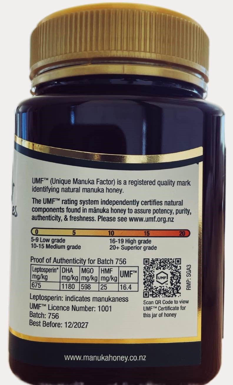 UMF™ 16+ Mānuka Honey 500g (MGO 570mg/kg)